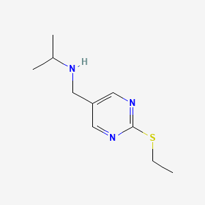 molecular formula C10H17N3S B11805882 N-((2-(Ethylthio)pyrimidin-5-yl)methyl)propan-2-amine 