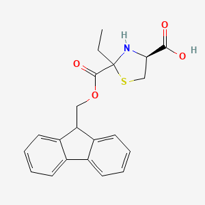 molecular formula C21H21NO4S B11806084 (4S)-2-(((9H-Fluoren-9-yl)methoxy)carbonyl)-2-ethylthiazolidine-4-carboxylic acid 