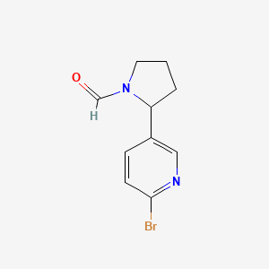 molecular formula C10H11BrN2O B11806112 2-(6-Bromopyridin-3-yl)pyrrolidine-1-carbaldehyde 
