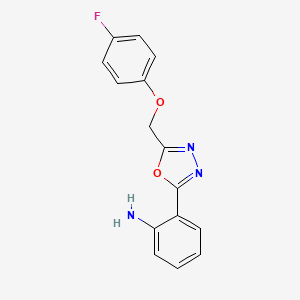 molecular formula C15H12FN3O2 B11806138 2-(5-((4-Fluorophenoxy)methyl)-1,3,4-oxadiazol-2-yl)aniline 