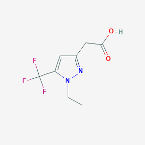 molecular formula C8H9F3N2O2 B11806265 2-(1-Ethyl-5-(trifluoromethyl)-1H-pyrazol-3-yl)acetic acid 