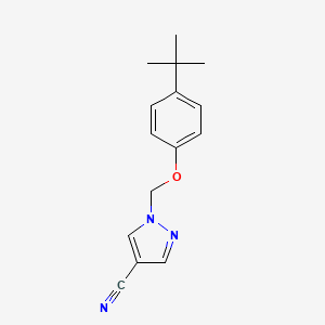 molecular formula C15H17N3O B11806683 1-((4-(tert-Butyl)phenoxy)methyl)-1H-pyrazole-4-carbonitrile 