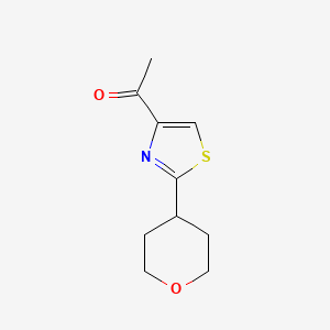 molecular formula C10H13NO2S B11806714 1-(2-(Tetrahydro-2H-pyran-4-yl)thiazol-4-yl)ethanone 