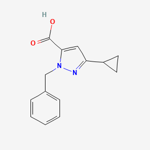 molecular formula C14H14N2O2 B11806790 1-Benzyl-3-cyclopropyl-1H-pyrazole-5-carboxylic acid 