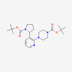 molecular formula C23H36N4O4 B11806933 tert-Butyl 4-(3-(1-(tert-butoxycarbonyl)pyrrolidin-2-yl)pyridin-2-yl)piperazine-1-carboxylate 