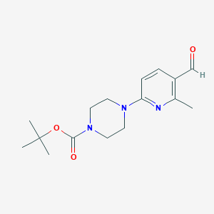 molecular formula C16H23N3O3 B11806957 tert-Butyl 4-(5-formyl-6-methylpyridin-2-yl)piperazine-1-carboxylate 
