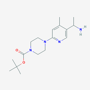molecular formula C17H28N4O2 B11807015 tert-Butyl 4-(5-(1-aminoethyl)-4-methylpyridin-2-yl)piperazine-1-carboxylate 
