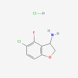 molecular formula C8H8Cl2FNO B11807043 5-Chloro-4-fluoro-2,3-dihydrobenzofuran-3-amine hydrochloride 