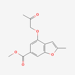 molecular formula C14H14O5 B11807052 Methyl 2-methyl-4-(2-oxopropoxy)benzofuran-6-carboxylate 