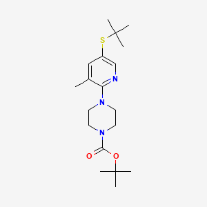 molecular formula C19H31N3O2S B11807080 tert-Butyl 4-(5-(tert-butylthio)-3-methylpyridin-2-yl)piperazine-1-carboxylate 