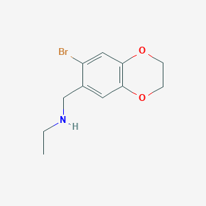 molecular formula C11H14BrNO2 B11807085 N-((7-Bromo-2,3-dihydrobenzo[b][1,4]dioxin-6-yl)methyl)ethanamine 