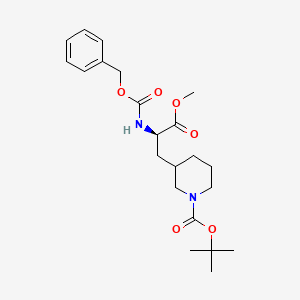 molecular formula C22H32N2O6 B11807090 tert-Butyl 3-((R)-2-(((benzyloxy)carbonyl)amino)-3-methoxy-3-oxopropyl)piperidine-1-carboxylate 