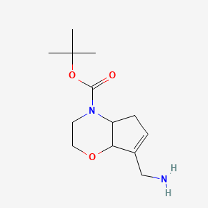 molecular formula C13H22N2O3 B11807189 tert-Butyl 7-(aminomethyl)-2,3,4a,5-tetrahydrocyclopenta[b][1,4]oxazine-4(7aH)-carboxylate 