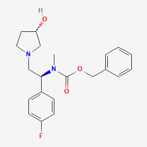 molecular formula C21H25FN2O3 B11807285 Benzyl ((S)-1-(4-fluorophenyl)-2-((S)-3-hydroxypyrrolidin-1-yl)ethyl)(methyl)carbamate 