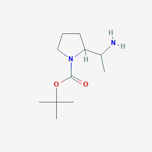 molecular formula C11H22N2O2 B11807415 Tert-butyl 2-(1-aminoethyl)pyrrolidine-1-carboxylate 