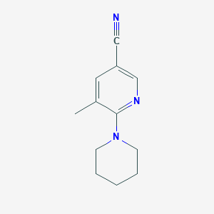 molecular formula C12H15N3 B11807424 5-Methyl-6-(piperidin-1-yl)nicotinonitrile 