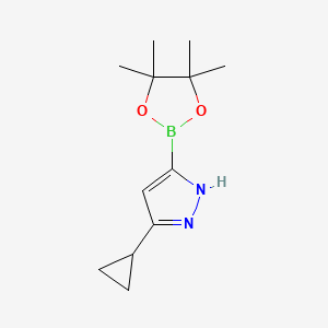 molecular formula C12H19BN2O2 B11807488 5-Cyclopropyl-3-(4,4,5,5-tetramethyl-1,3,2-dioxaborolan-2-yl)-1H-pyrazole 