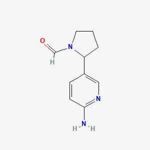 molecular formula C10H13N3O B11807528 2-(6-Aminopyridin-3-yl)pyrrolidine-1-carbaldehyde 