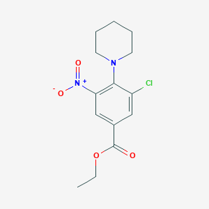 molecular formula C14H17ClN2O4 B11807548 Ethyl 3-chloro-5-nitro-4-(piperidin-1-yl)benzoate 
