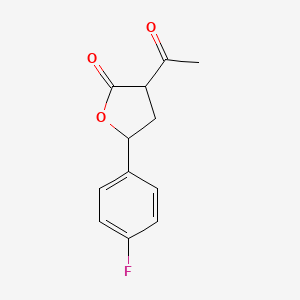 molecular formula C12H11FO3 B11807631 3-Acetyl-5-(4-fluorophenyl)dihydrofuran-2(3H)-one 