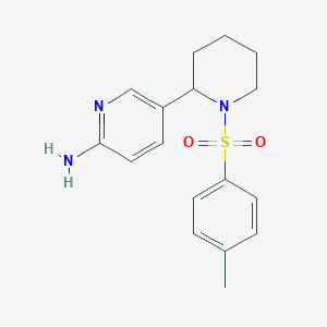 molecular formula C17H21N3O2S B11807643 5-(1-Tosylpiperidin-2-yl)pyridin-2-amine 