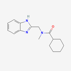molecular formula C16H21N3O B11807658 N-((1H-Benzo[d]imidazol-2-yl)methyl)-N-methylcyclohexanecarboxamide 