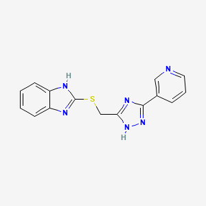 molecular formula C15H12N6S B11808134 2-(((5-(Pyridin-3-yl)-1H-1,2,4-triazol-3-yl)methyl)thio)-1H-benzo[d]imidazole 