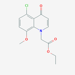 molecular formula C14H14ClNO4 B11808302 Ethyl 2-(5-chloro-8-methoxy-4-oxoquinolin-1(4H)-yl)acetate 