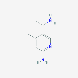 molecular formula C8H13N3 B11808413 5-(1-Aminoethyl)-4-methylpyridin-2-amine 