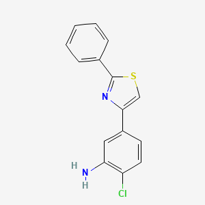 molecular formula C15H11ClN2S B11808428 2-Chloro-5-(2-phenylthiazol-4-yl)aniline 