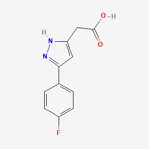 molecular formula C11H9FN2O2 B11808504 2-(5-(4-Fluorophenyl)-1H-pyrazol-3-yl)acetic acid 