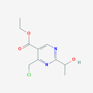 molecular formula C10H13ClN2O3 B11808519 Ethyl 4-(chloromethyl)-2-(1-hydroxyethyl)pyrimidine-5-carboxylate 