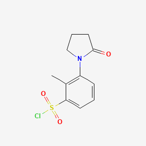 molecular formula C11H12ClNO3S B11808566 2-Methyl-3-(2-oxopyrrolidin-1-YL)benzene-1-sulfonyl chloride 