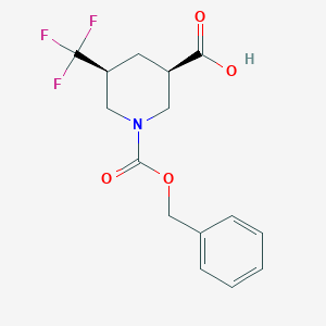 molecular formula C15H16F3NO4 B11808783 Cis-1-((benzyloxy)carbonyl)-5-(trifluoromethyl)piperidine-3-carboxylic acid 