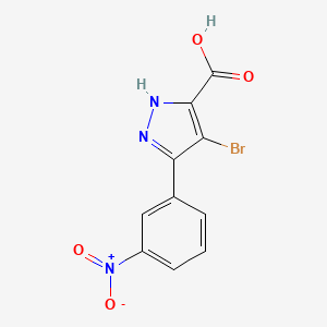 molecular formula C10H6BrN3O4 B11808846 4-Bromo-3-(3-nitrophenyl)-1H-pyrazole-5-carboxylic acid 