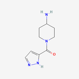 molecular formula C9H14N4O B11808847 (4-Aminopiperidin-1-yl)(1H-pyrazol-3-yl)methanone 