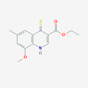 molecular formula C14H15NO3S B11808900 Ethyl 8-methoxy-6-methyl-4-thioxo-1,4-dihydroquinoline-3-carboxylate 