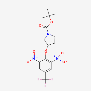 molecular formula C16H18F3N3O7 B11808971 tert-Butyl 3-(2,6-dinitro-4-(trifluoromethyl)phenoxy)pyrrolidine-1-carboxylate CAS No. 1159826-65-9