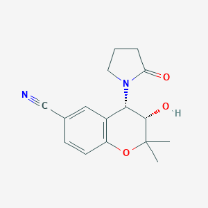molecular formula C16H18N2O3 B118091 (3S,4S)-2,2-Dimethyl-3beta-hydroxy-4beta-(2-oxopyrrolizino)-3,4-dihydro-6-cyano-2H-1-benzopyran CAS No. 148811-94-3