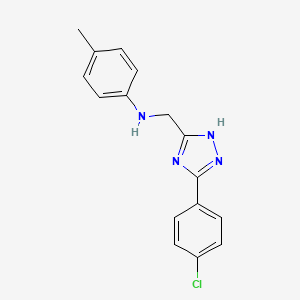 molecular formula C16H15ClN4 B11809165 N-((5-(4-Chlorophenyl)-1H-1,2,4-triazol-3-yl)methyl)-4-methylaniline 