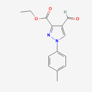 molecular formula C14H14N2O3 B11809178 Ethyl 4-formyl-1-(P-tolyl)-1H-pyrazole-3-carboxylate 