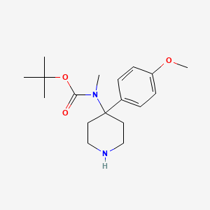 molecular formula C18H28N2O3 B11809230 tert-Butyl (4-(4-methoxyphenyl)piperidin-4-yl)(methyl)carbamate 