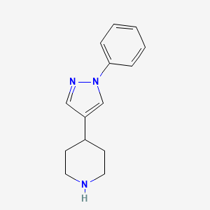 molecular formula C14H17N3 B11809247 4-(1-Phenyl-1H-pyrazol-4-yl)piperidine 