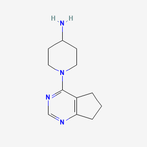 molecular formula C12H18N4 B11809294 1-(6,7-dihydro-5H-cyclopenta[d]pyrimidin-4-yl)piperidin-4-amine 