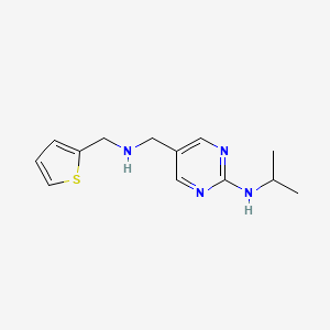 molecular formula C13H18N4S B11809309 N-Isopropyl-5-(((thiophen-2-ylmethyl)amino)methyl)pyrimidin-2-amine 