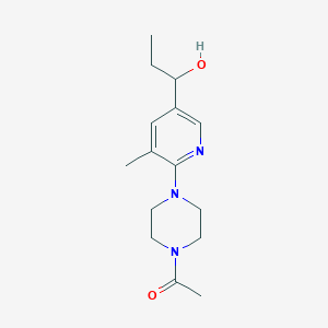 molecular formula C15H23N3O2 B11809327 1-(4-(5-(1-Hydroxypropyl)-3-methylpyridin-2-yl)piperazin-1-yl)ethanone 