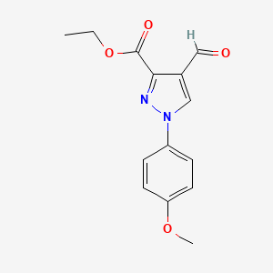 molecular formula C14H14N2O4 B11809343 Ethyl 4-formyl-1-(4-methoxyphenyl)-1H-pyrazole-3-carboxylate 