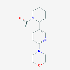 molecular formula C15H21N3O2 B11809420 2-(6-Morpholinopyridin-3-yl)piperidine-1-carbaldehyde 