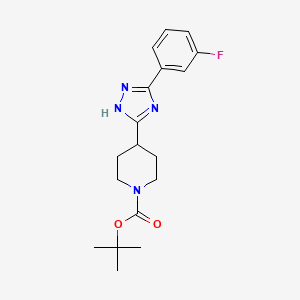 molecular formula C18H23FN4O2 B11809457 tert-Butyl 4-(3-(3-fluorophenyl)-1H-1,2,4-triazol-5-yl)piperidine-1-carboxylate 