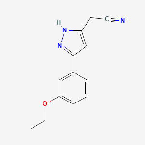molecular formula C13H13N3O B11809488 2-(5-(3-Ethoxyphenyl)-1H-pyrazol-3-yl)acetonitrile 
